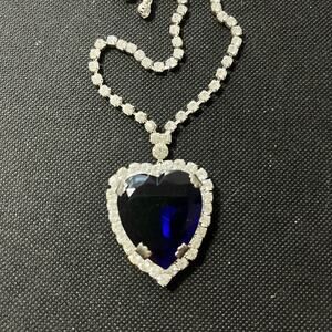 Titanic Heart of the Ocean Pendant Necklace Blue Rhinestone